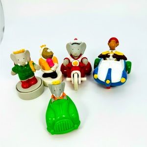 Babar Arby’s Kids Meal Toys 1990s Lot Of 5 Elephant Monkey Rhino Stamps Vehicles